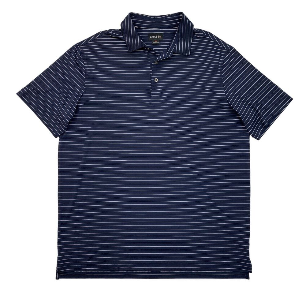 Chase 54 Polo Shirt Mens XL Extra Large Navy Striped Stretch Performance Golf